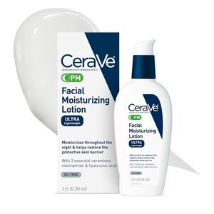CeraVe PM Facial Moisturizing Lotion, Night Cream w/Hyaluronic Acid, Niacinamide